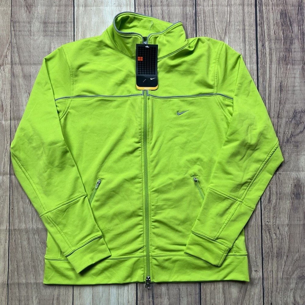 Nike Dri Fit Long Sleeve Full Zip Track Jacket Lime Green Women’s Large